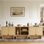 Modular Buffet Cabinet & TV Stand with Adjustable Storage Shelves, Multifunctional Sideboard Credenza for Living Room, Kitchen, Dining Room & Bedroom,3pcs Natural