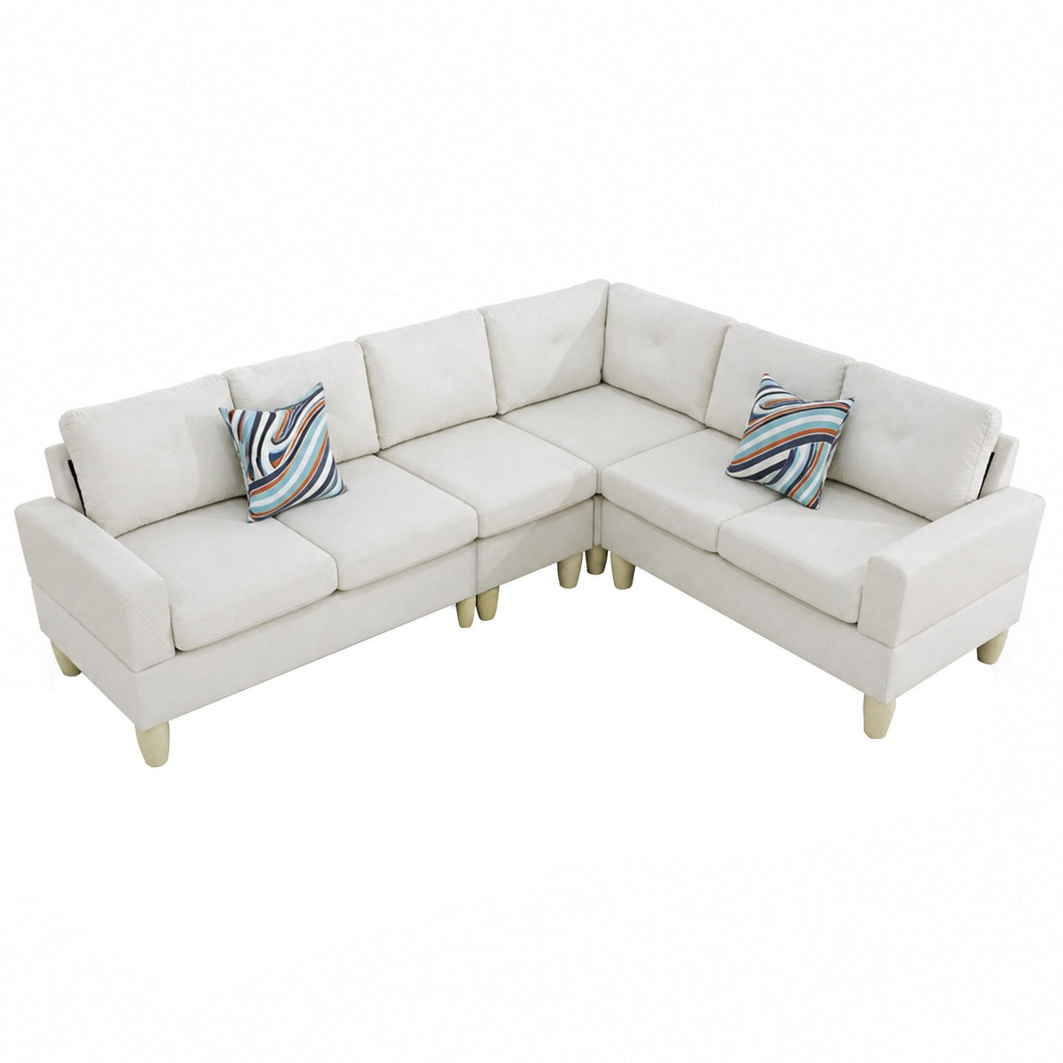 Massa Flannel 4-Piece Couch Living Room Sofa Set, Beige
