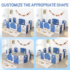 18-Panel Portable Plastic Playpen,Multi-scene Safety Fence for Kids,Blue