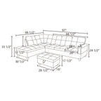 Sectional Sofa Set with Storage Ottoman Solid Wood Frame Breathable Fabric Modular Couch for Living Room Black Grey