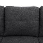 Sectional Sofa Set with Storage Ottoman Solid Wood Frame Breathable Fabric Modular Couch for Living Room Black Grey