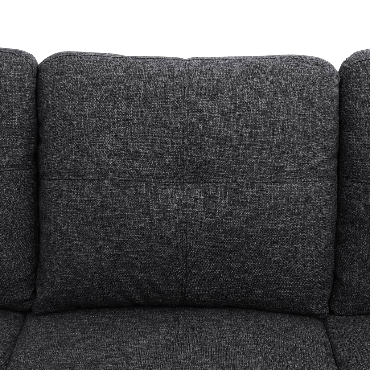 Sectional Sofa Set with Storage Ottoman Solid Wood Frame Breathable Fabric Modular Couch for Living Room Black Grey