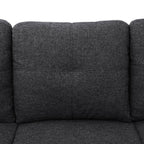 Sectional Sofa Set with Storage Ottoman Solid Wood Frame Breathable Fabric Modular Couch for Living Room Grey Black