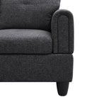 Sectional Sofa Set with Storage Ottoman Solid Wood Frame Breathable Fabric Modular Couch for Living Room Black Grey