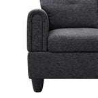 Sectional Sofa Set with Storage Ottoman Solid Wood Frame Breathable Fabric Modular Couch for Living Room Grey Black