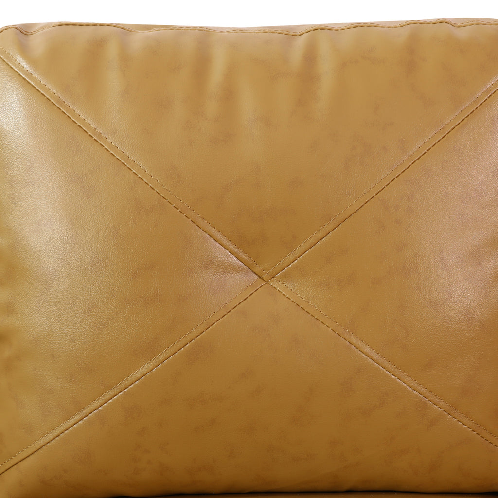 Modular Sectional Sofa Set with Storage Ottoman Solid Wood Frame Breathable Faux Leather Couch Ginger