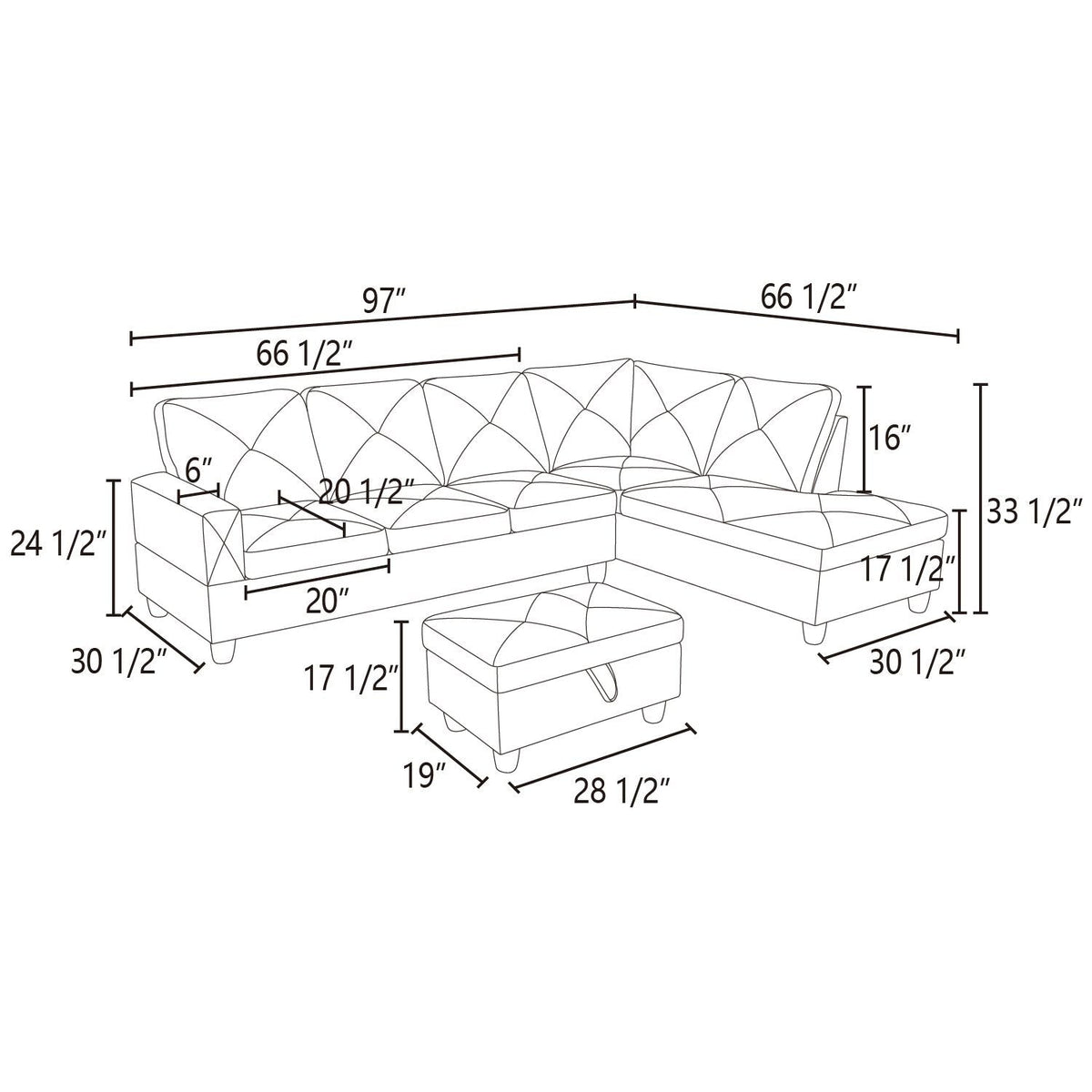 Modular Sectional Sofa Set with Storage Ottoman Solid Wood Frame Breathable Couch Ginger Faux Leather