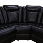 Intelligent Recliner Sofa Set Black Breathing Leather Adjustable Backrest with USB Wireless Charging LED Light Storage