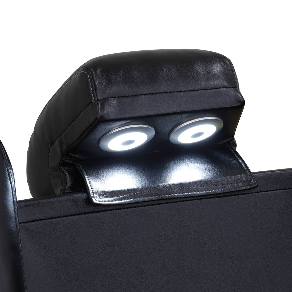 Intelligent Recliner Sofa Set Black Breathing Leather Adjustable Backrest with USB Wireless Charging LED Light Storage