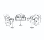 Intelligent Recliner Sofa Set Black Breathing Leather Adjustable Recline with USB LED Light Storage