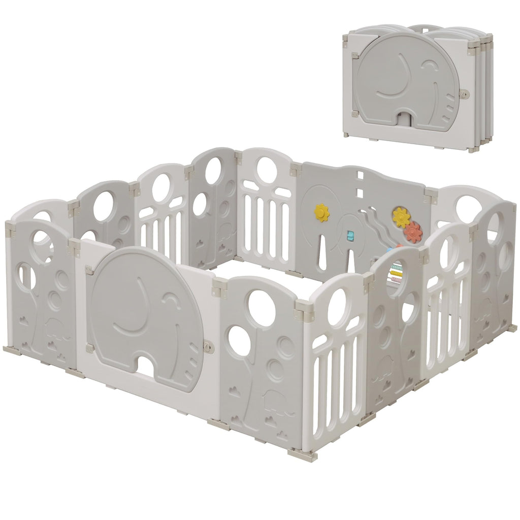 18-Panel Portable Plastic Playpen,Multi-scene Safety Fence for Kids,Blue
