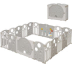 14-Panel Portable Plastic Playpen,Safety Fence for Kids & Toddlers,Grey