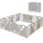 14-Panel Portable Plastic Playpen,Safety Fence for Kids & Toddlers,Grey