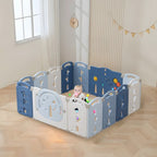 14-Panel Portable Plastic Playpen,Safe Activity Fence for Toddlers,Green
