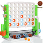 Jumbo 4-to-Score Connect Game with Height Adjustment, Multi-Game Set Including Golf, Basketball Hoop, Ring Toss & Mesh Bag,Red