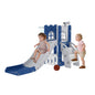 6-in-1 Toddler Slide Play Set for Ages 1–3,Multi-Functional Indoor Outdoor Kids Slide with Basketball Hoop&Telescope,L-Shaped Children Slidem,Blue