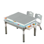 4-in-1 Toddler Activity Table with 2 Chairs, Double Sided Tabletop for Graffiti & Building Blocks, Kids Play Set with Four Side Storage Bins,Pink