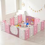 18-Panel Portable Plastic Playpen,Safe Activity Fence for Toddlers,Blue