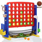Jumbo 4-to-Score Connect Game with Height Adjustment, Multi-Game Set Including Golf, Basketball Hoop, Ring Toss & Mesh Bag,Green